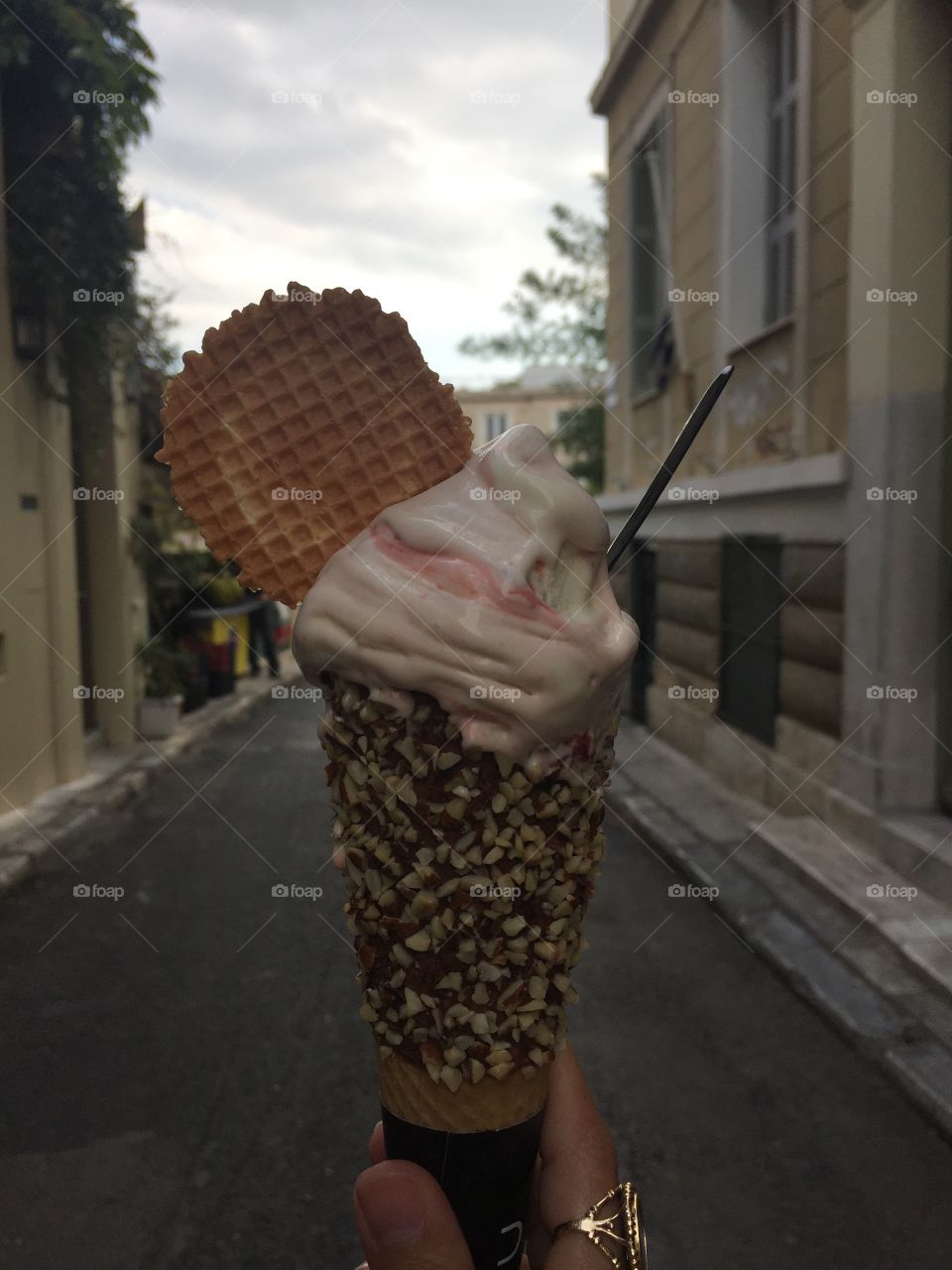 ice cream break in the street. 