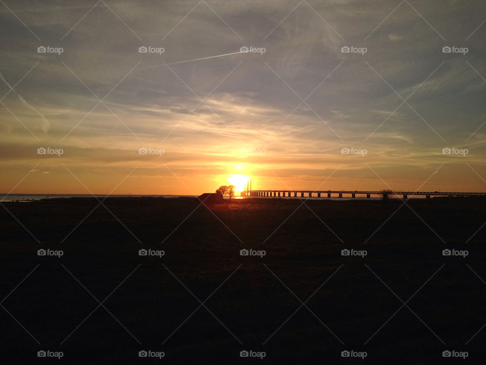 sunset bridge öresund sweden - denmark by larsp