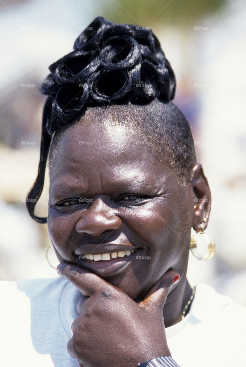 Headshot of a happy african woman