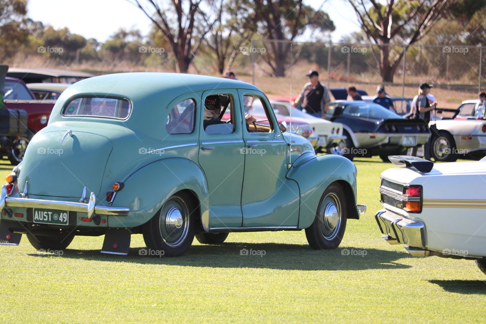 1949 classic car at outdoor car show 