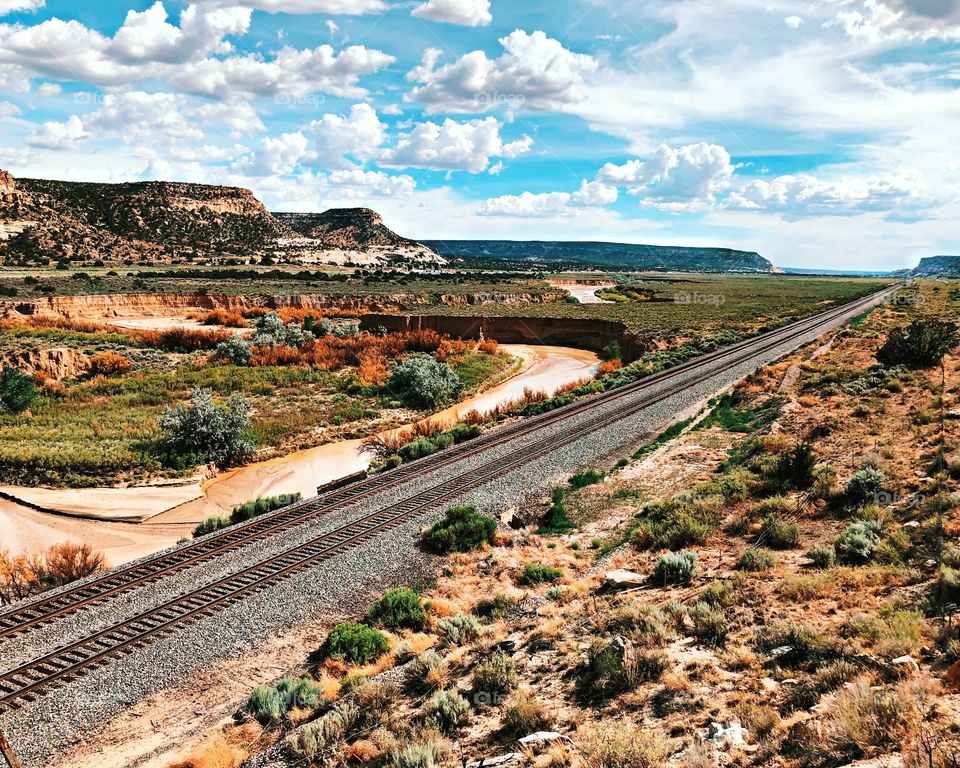 Capture of train tracks along Rio Puerco west of Gallup, NM with vibrant filters. 