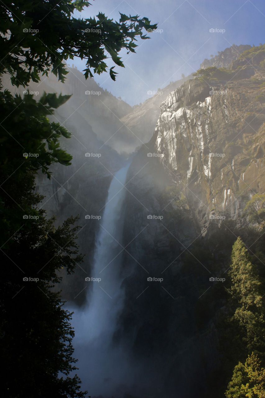 Scenic view of waterfall