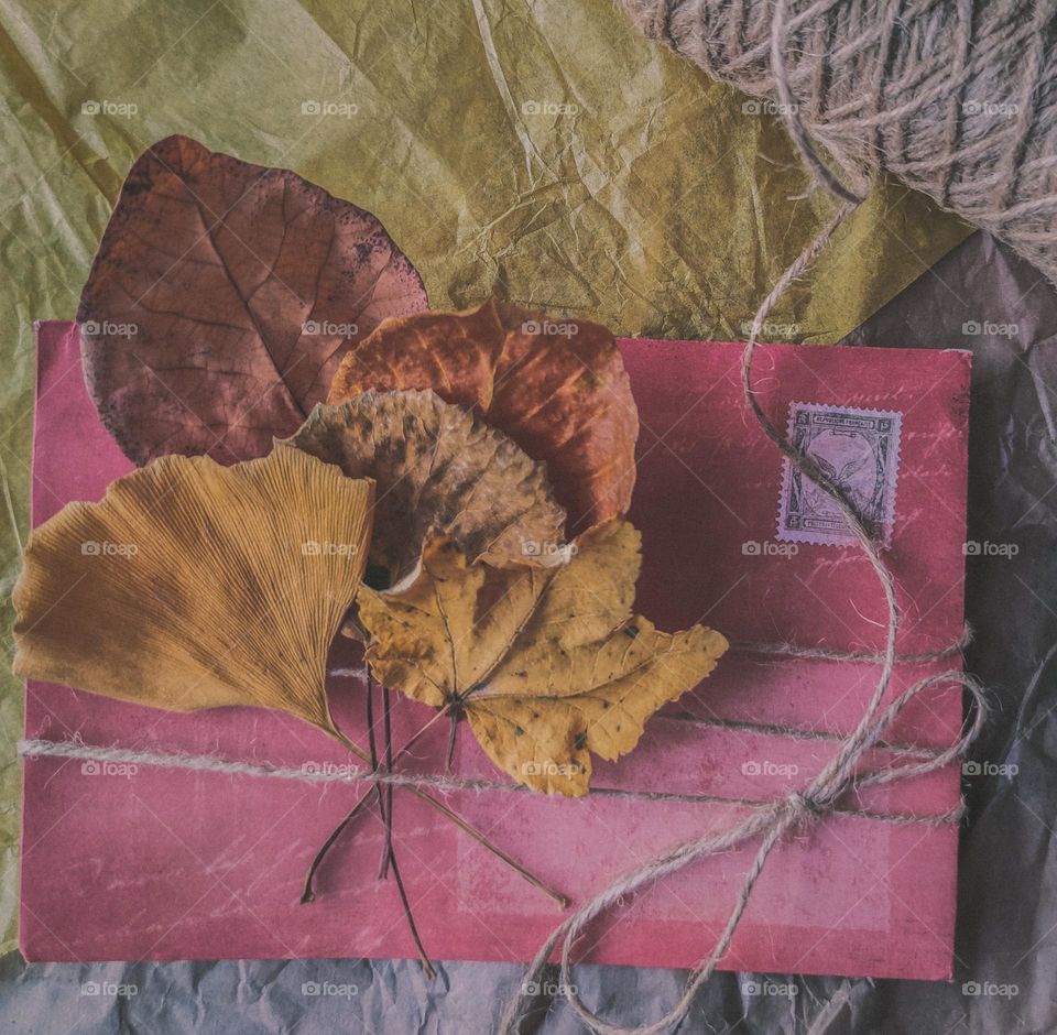 Autumn vintage message in faded colours