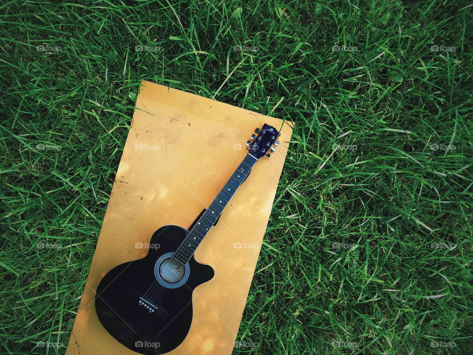 A piece of summer. Guitar and summer 