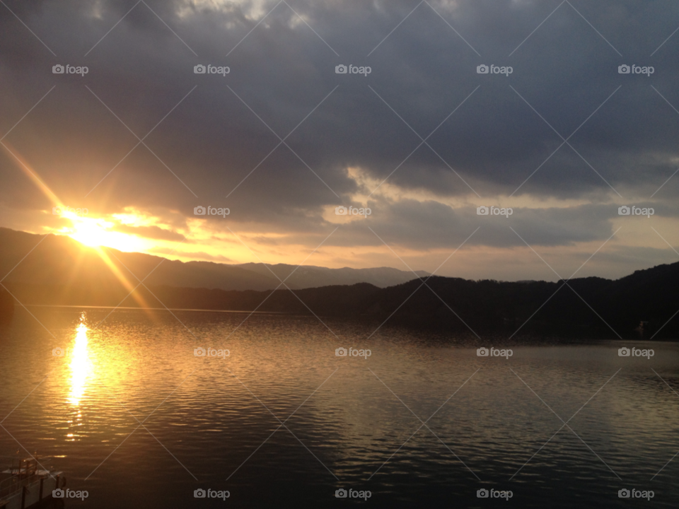japan morning lake sunrise by freychong