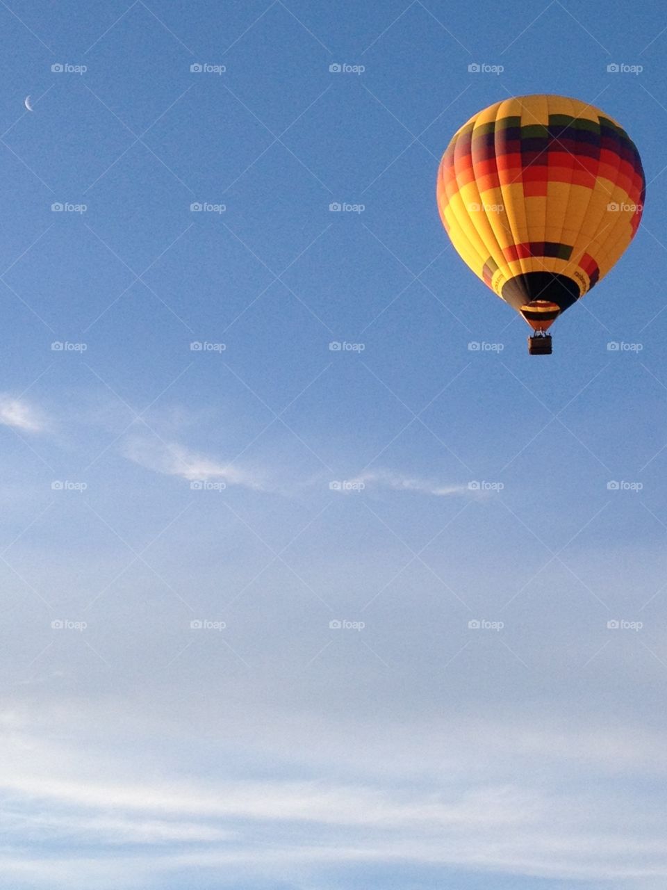 Hot air balloon. Photo of another balloon during a sun rise flight.
