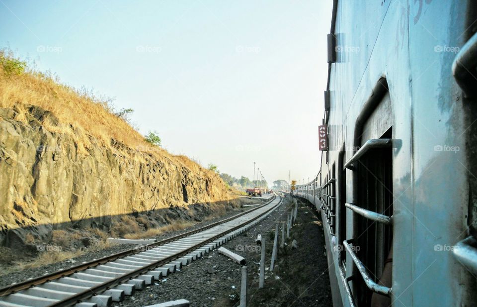 Train window view of Indian Railways