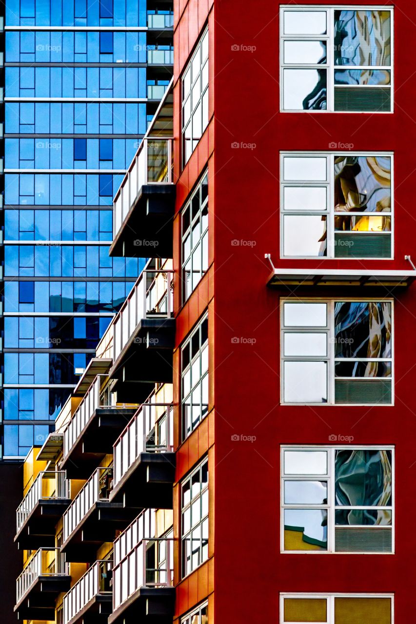 Colorful and Modern condo and apartment buildings in Honolulu, Hawaii, USA. 