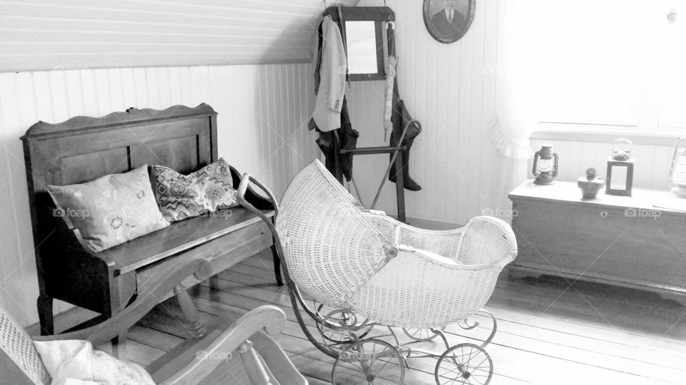 old style baby bed, wheeled baby condo.