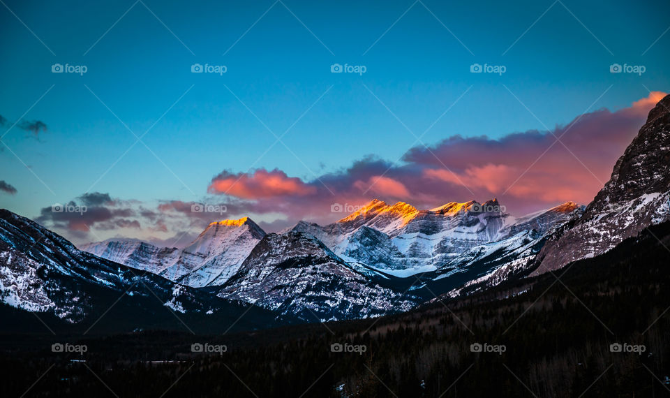 Snow, Sunset, Mountain, No Person, Travel