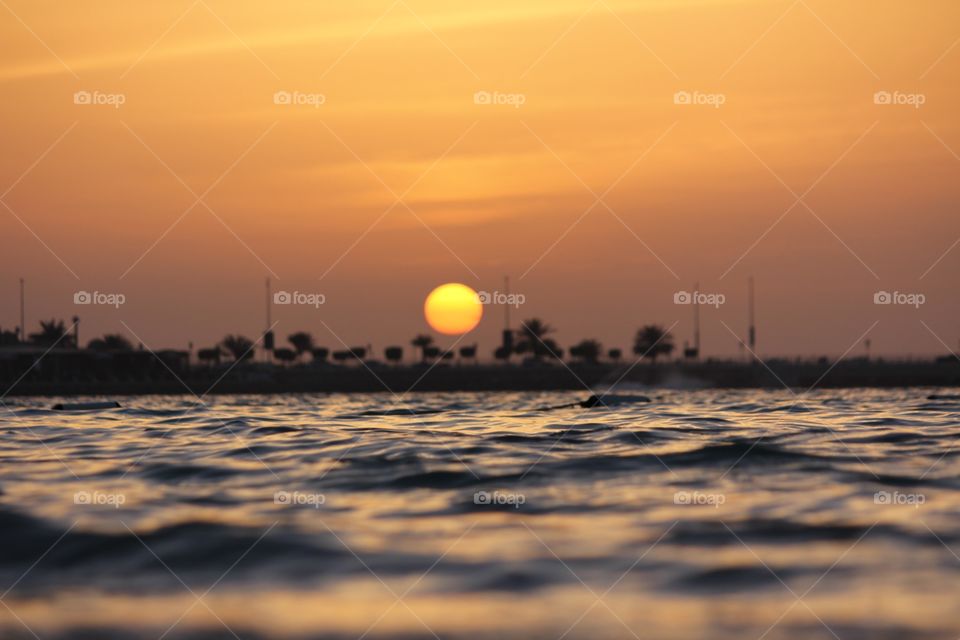 View of beach during sunset