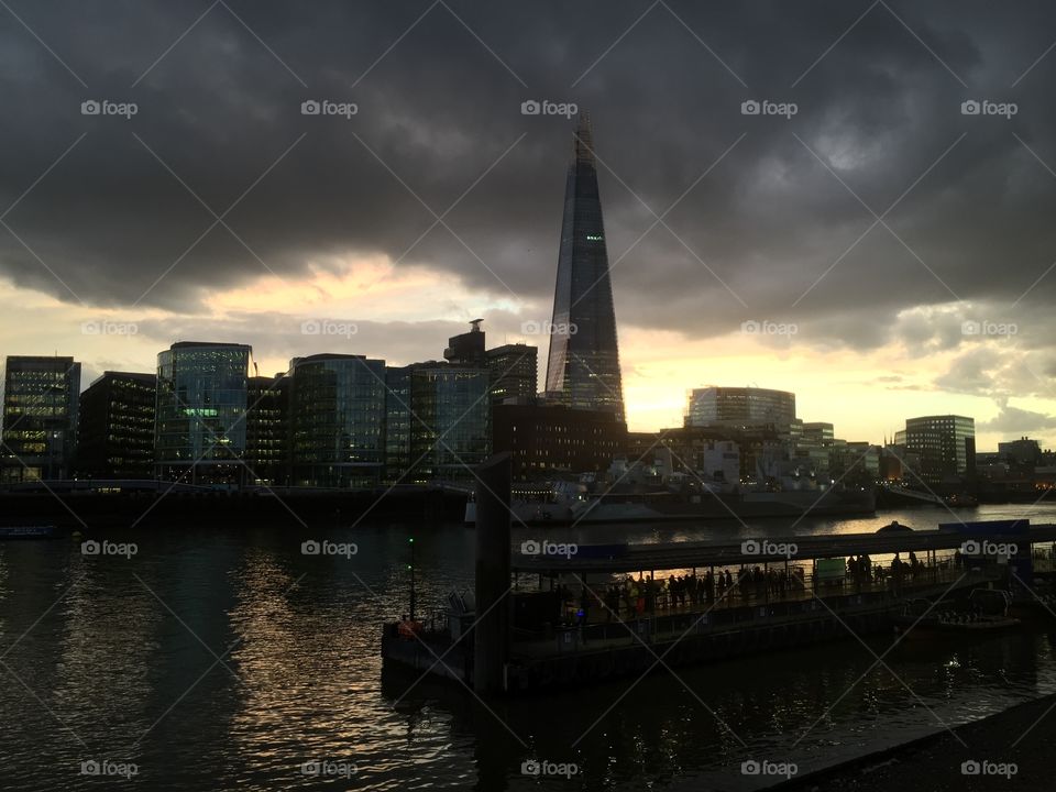 City, River, Architecture, Water, Skyline