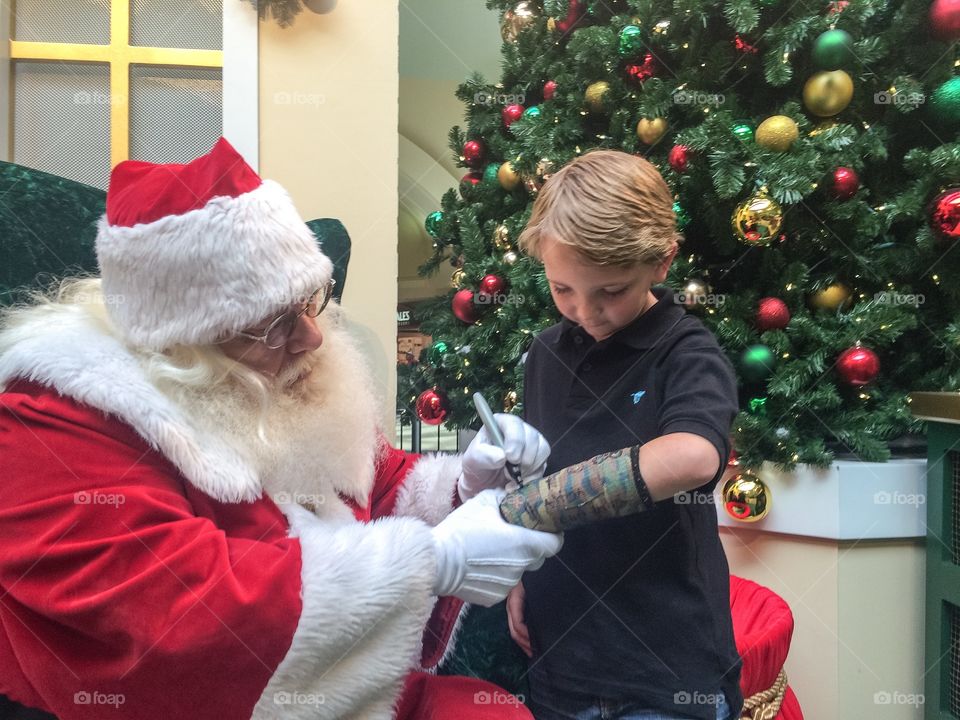 Getting Santa's autograph  