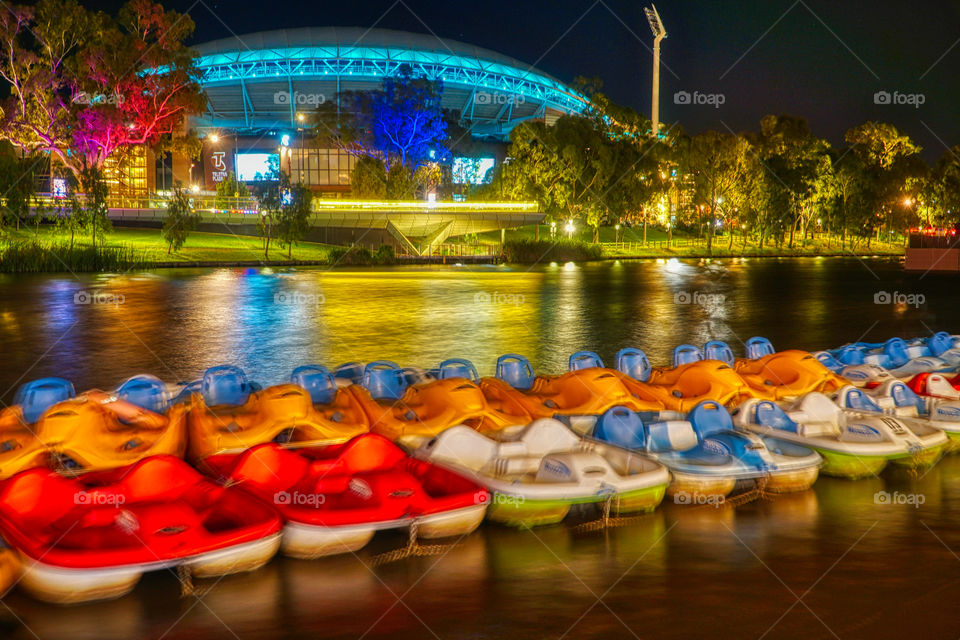 Adelaide oval with paddleboats