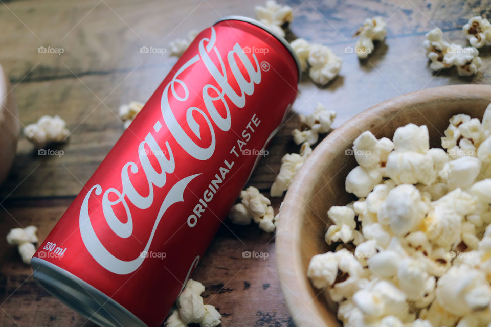 Coca-Cola with Popcorn snack