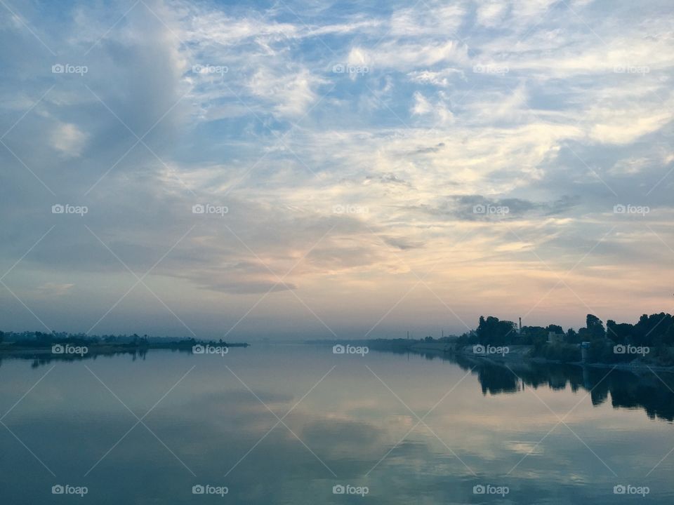 Nile river at sunset 