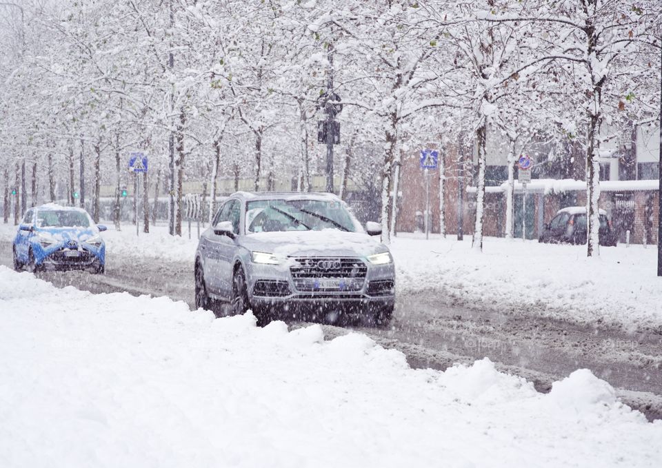 Snowing in the city