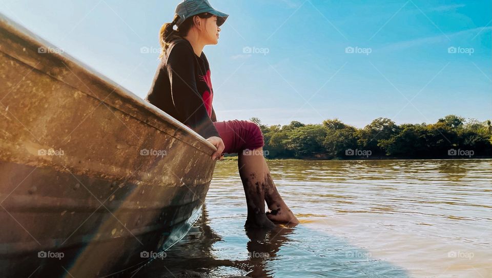 Vacation series: Countryside - woman in the river