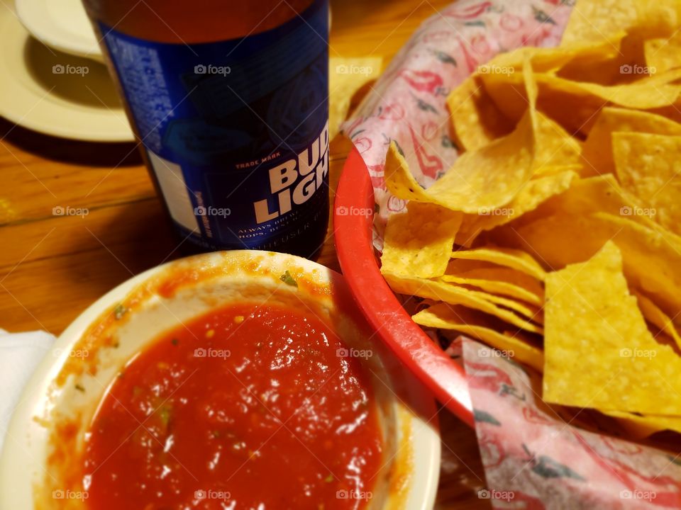 chips salsa and beer
