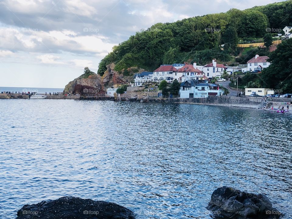 Babbacombe Beach approaching from Oddicombe Beach in Torbay, UK