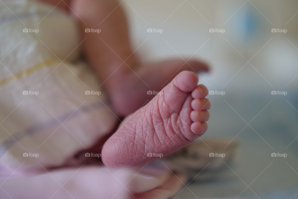 a leg of a newborn