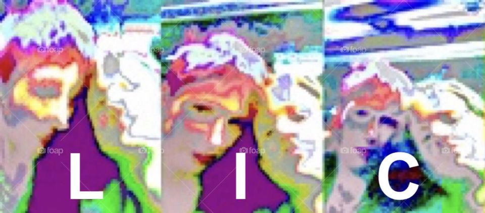 This is another version of the 3 panel portrait submission for the „Ottomanelli“ art mural project this spring featuring myself, „Petra Schiller“ and partner „Timothy Trespas“ from a digitally processed photo from 2010. 2024. Hypnotic Productions