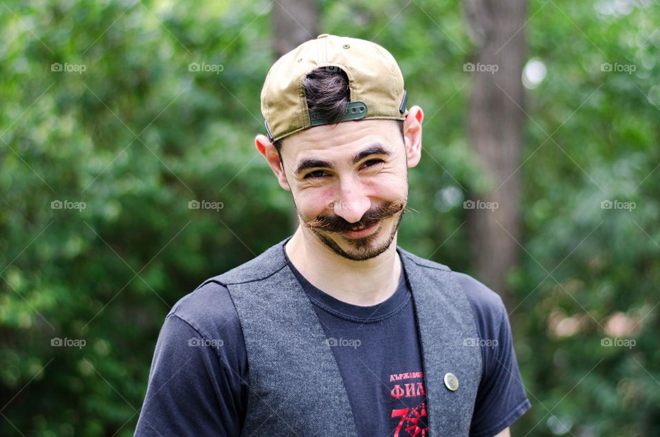 Portrait of Young Man With Big Mustache