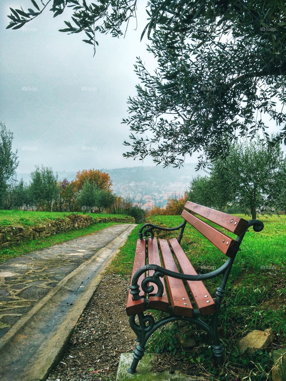 A lonely shop standing in the rain on a cold autumn day.