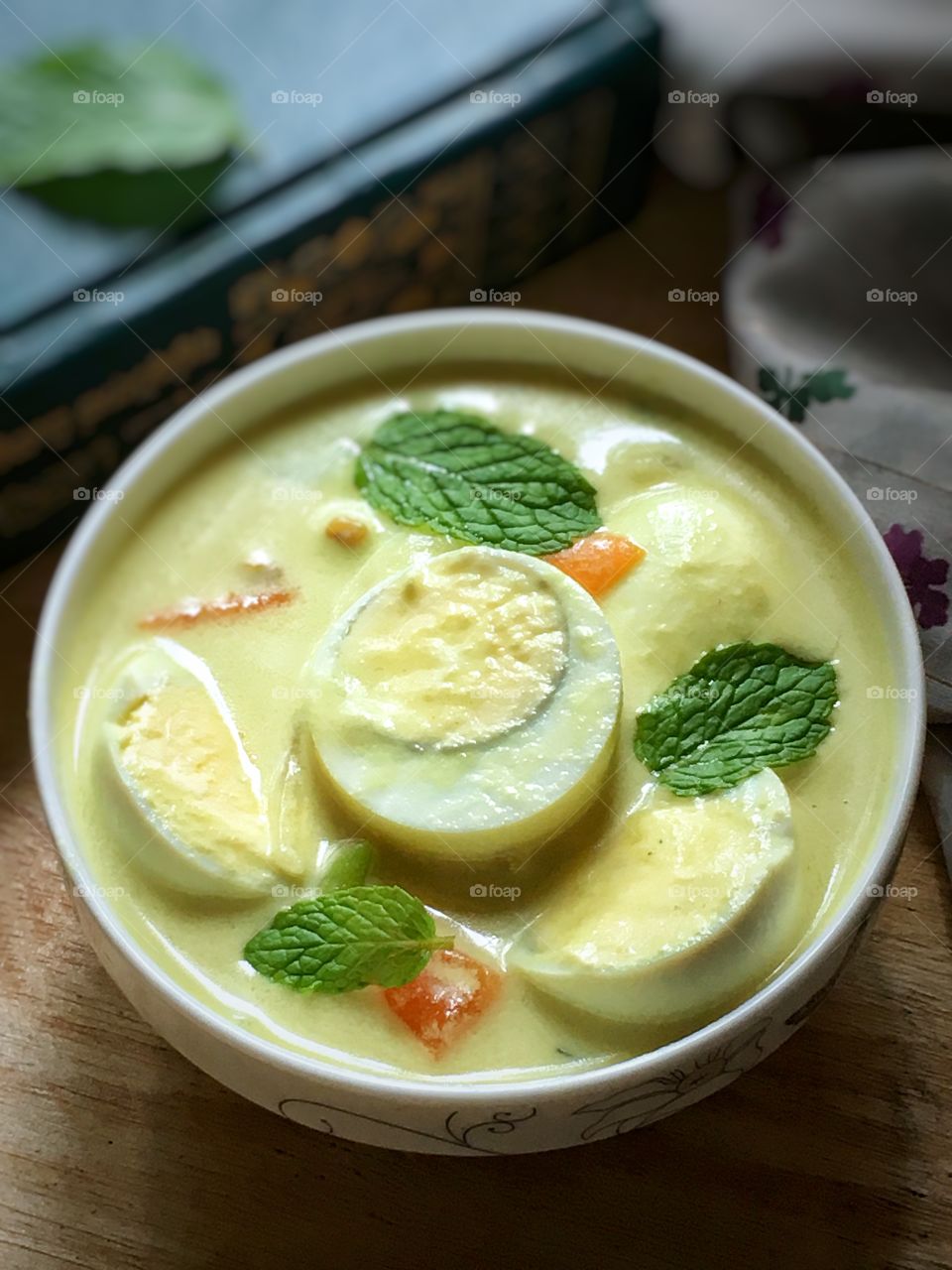 Sri Lankan style egg white curry with coconut milk .