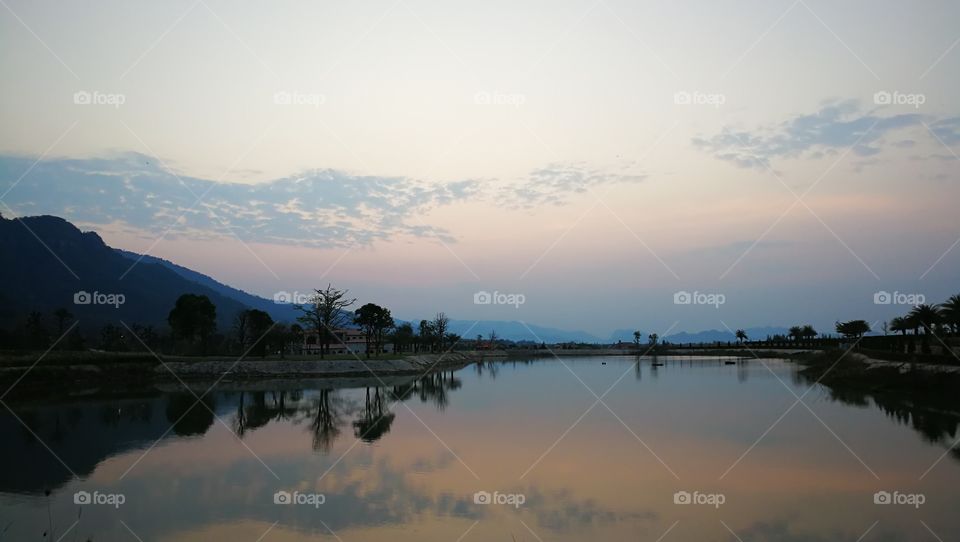 A lake during dusk in Thailand