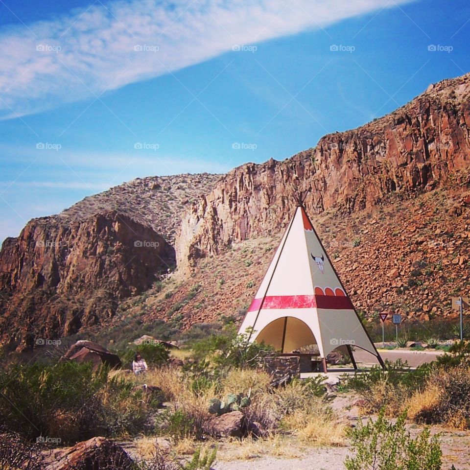 Teepee on the side of the road. Rest stop. 