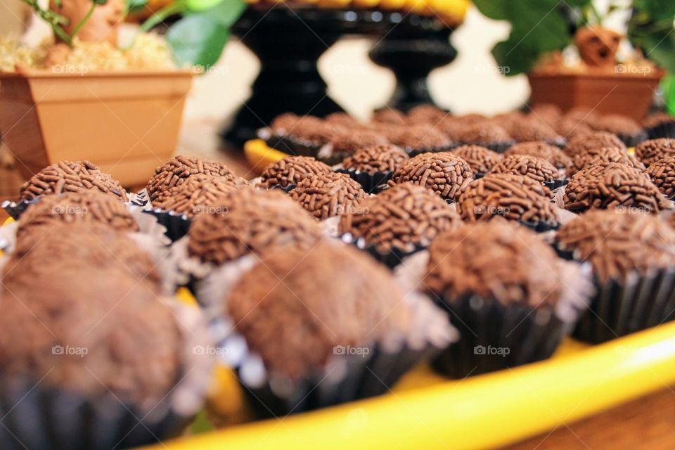 Chocolate brigadeiros close-up