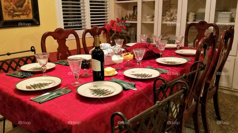 Christmas dinner table