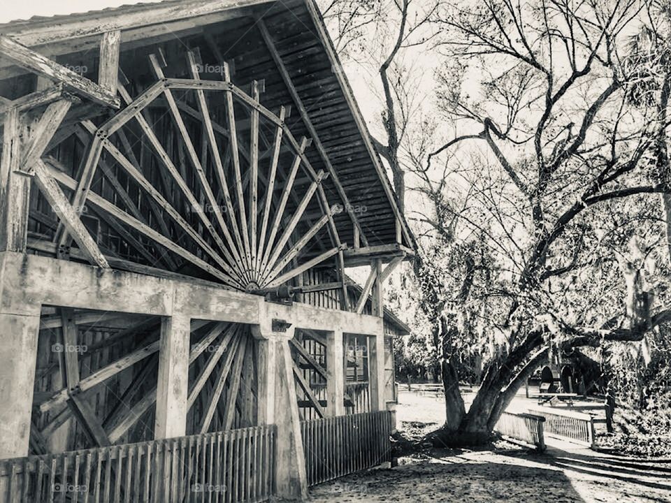 Old Spanish sugar mill at DeLeon Springs State Park in Florida 