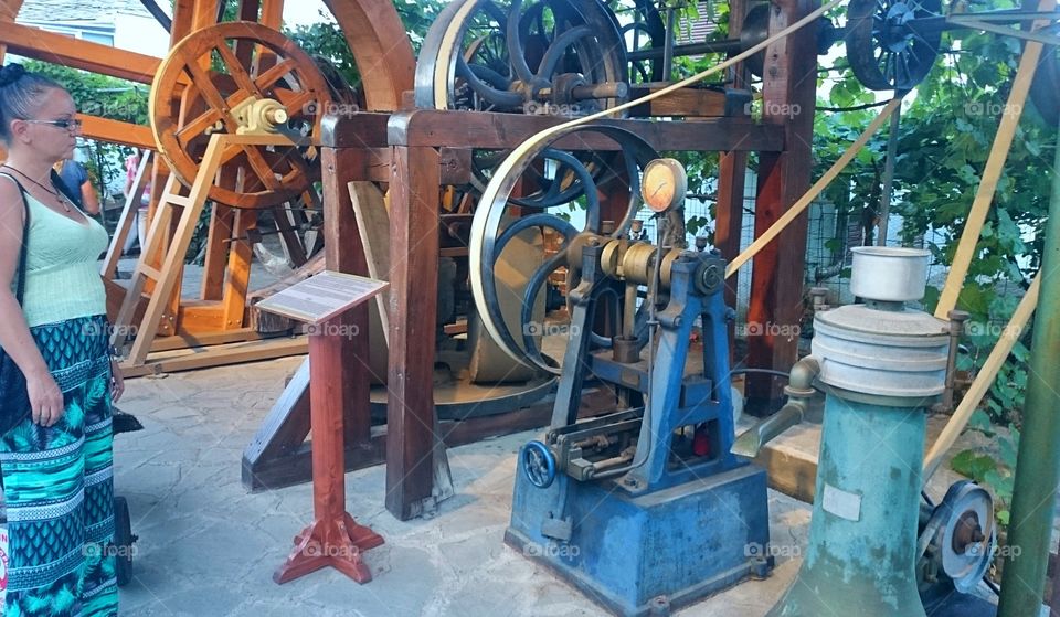 Old machine for making olive oil in Thassos Greece. For me, this is so fascinating
