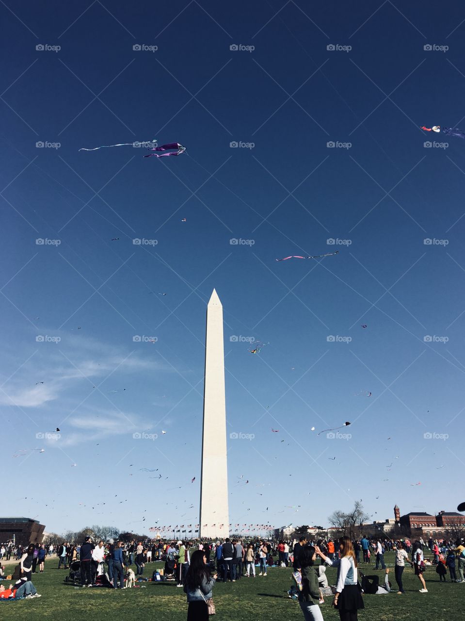 Washington Monument in Washington DC during the kite festival 