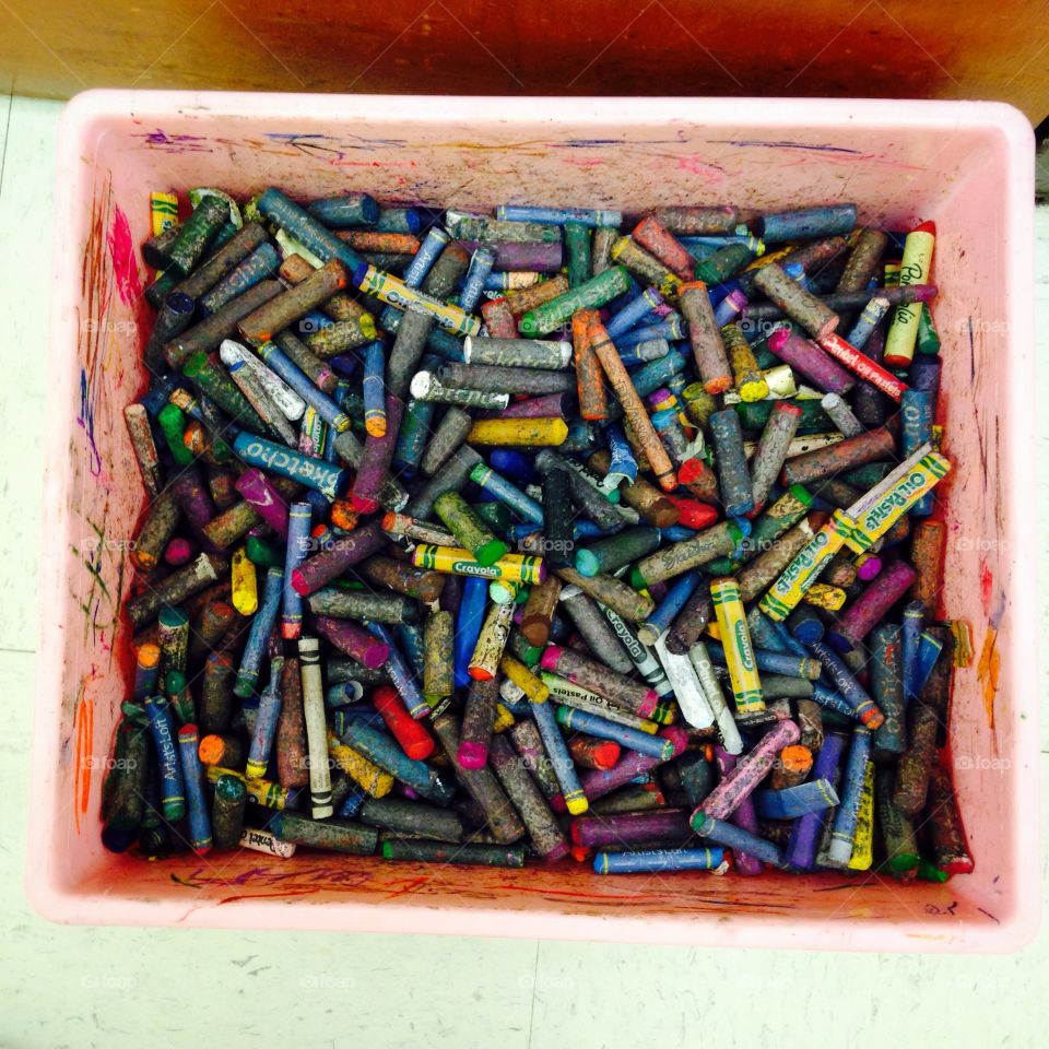 Box of crayons found in the elementary school art class 