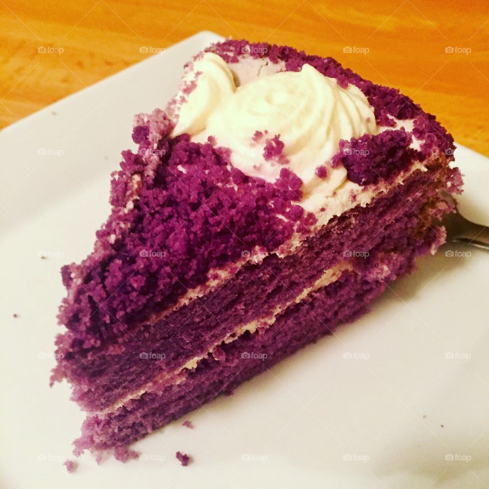 Sliced Ube Cake