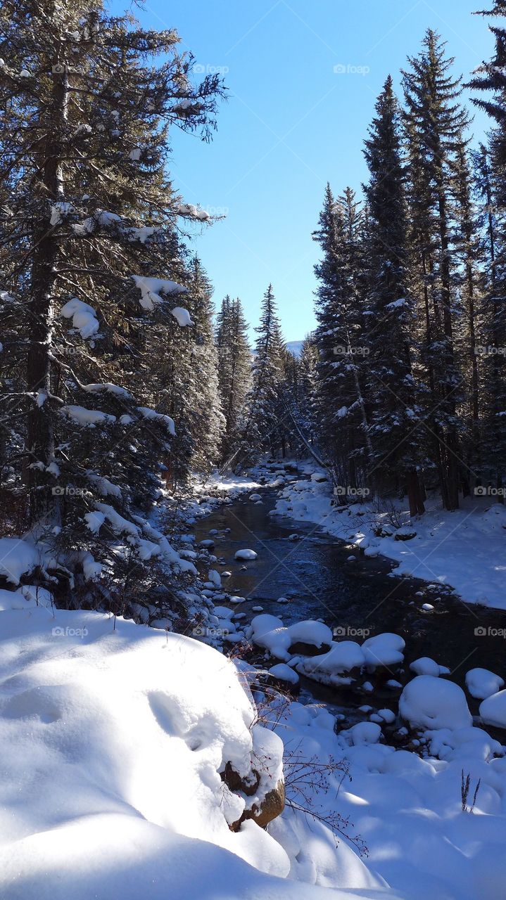 Winter river with snow and ice