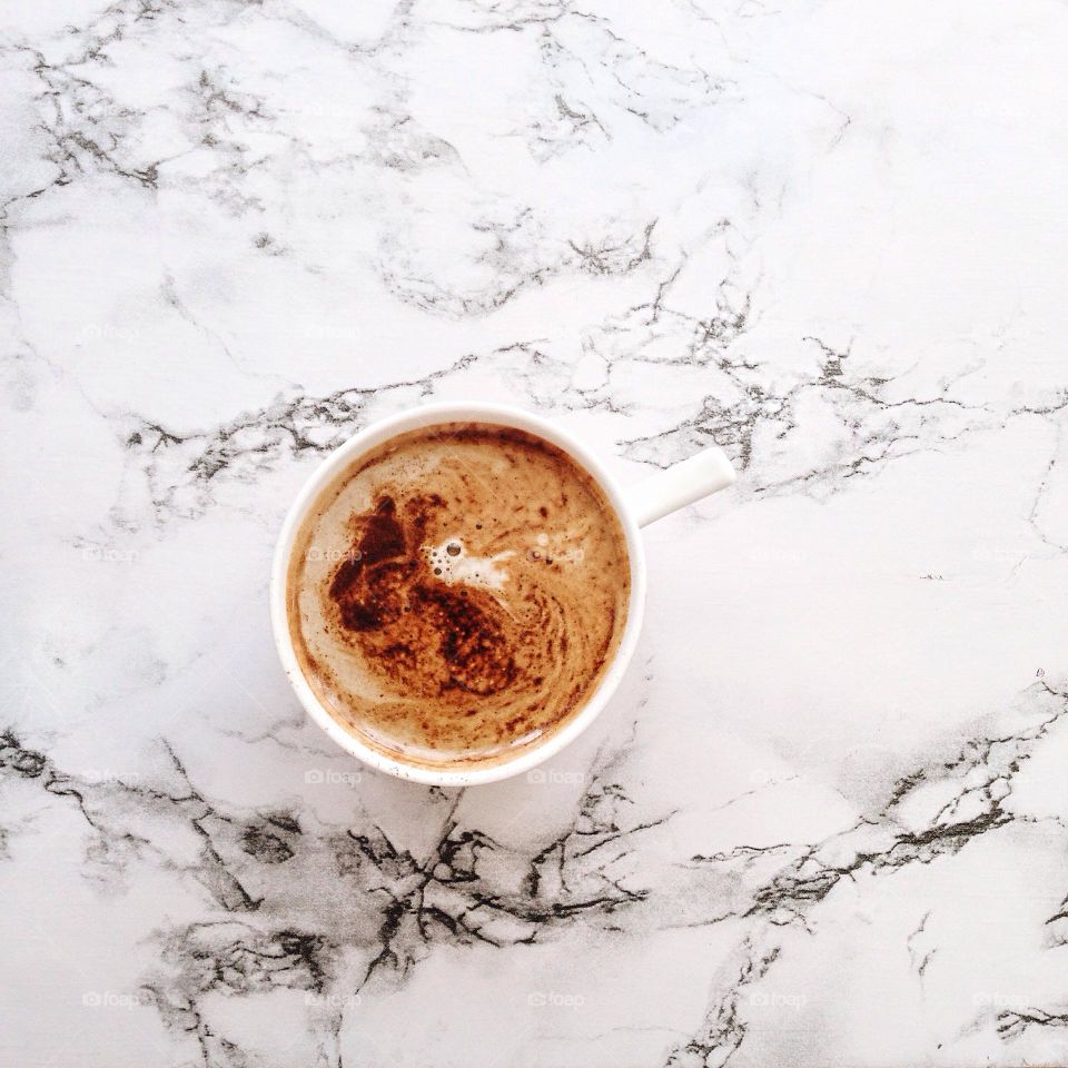 Coffee on marble table