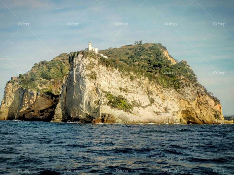 Cape Miseno, the northwestern limit of the Gulf of Napoli. The cape is named for Misenus, a character in Virgil's Aeneid.