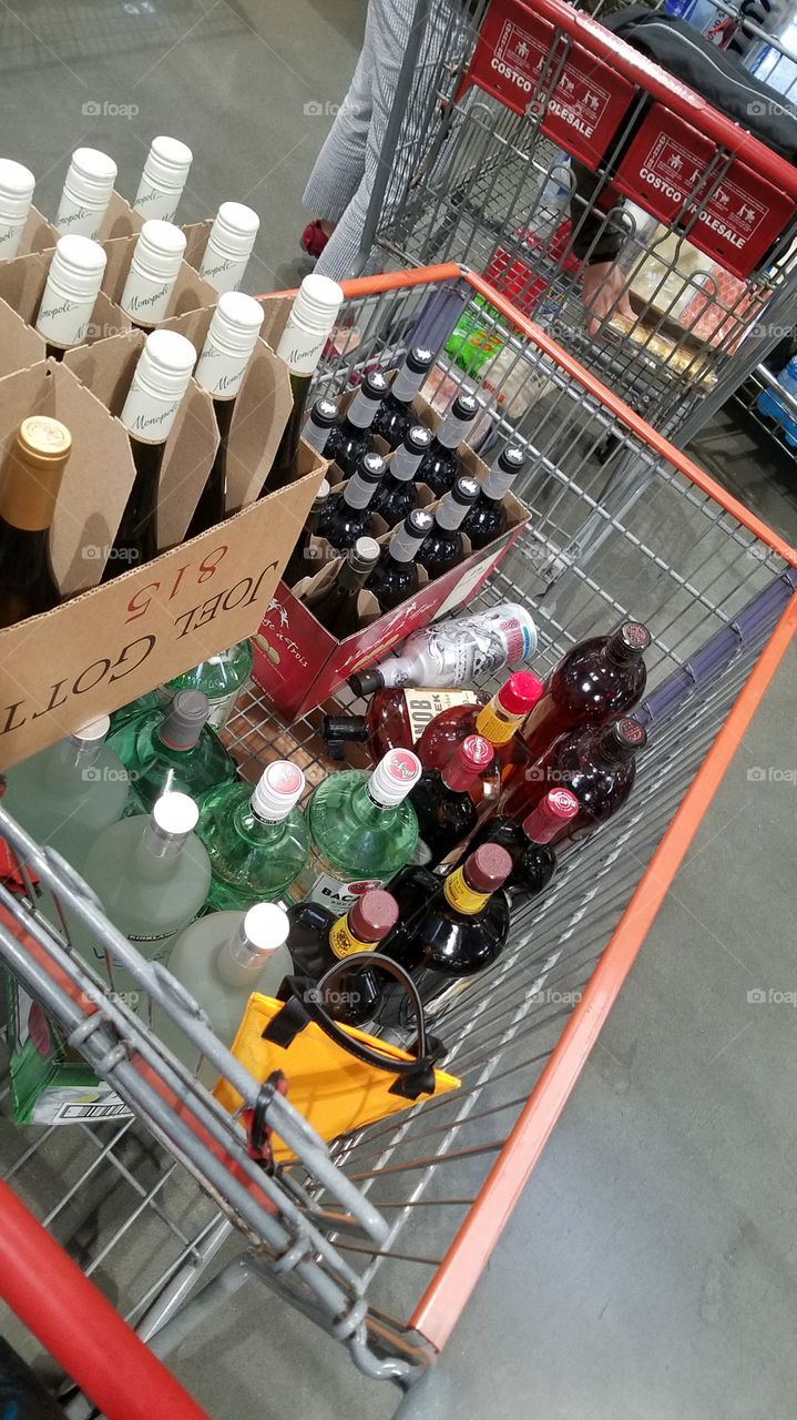 cart full of alcohol and wine