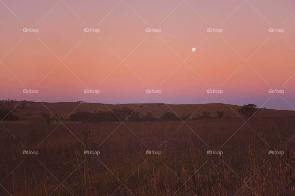 Sunset with moon