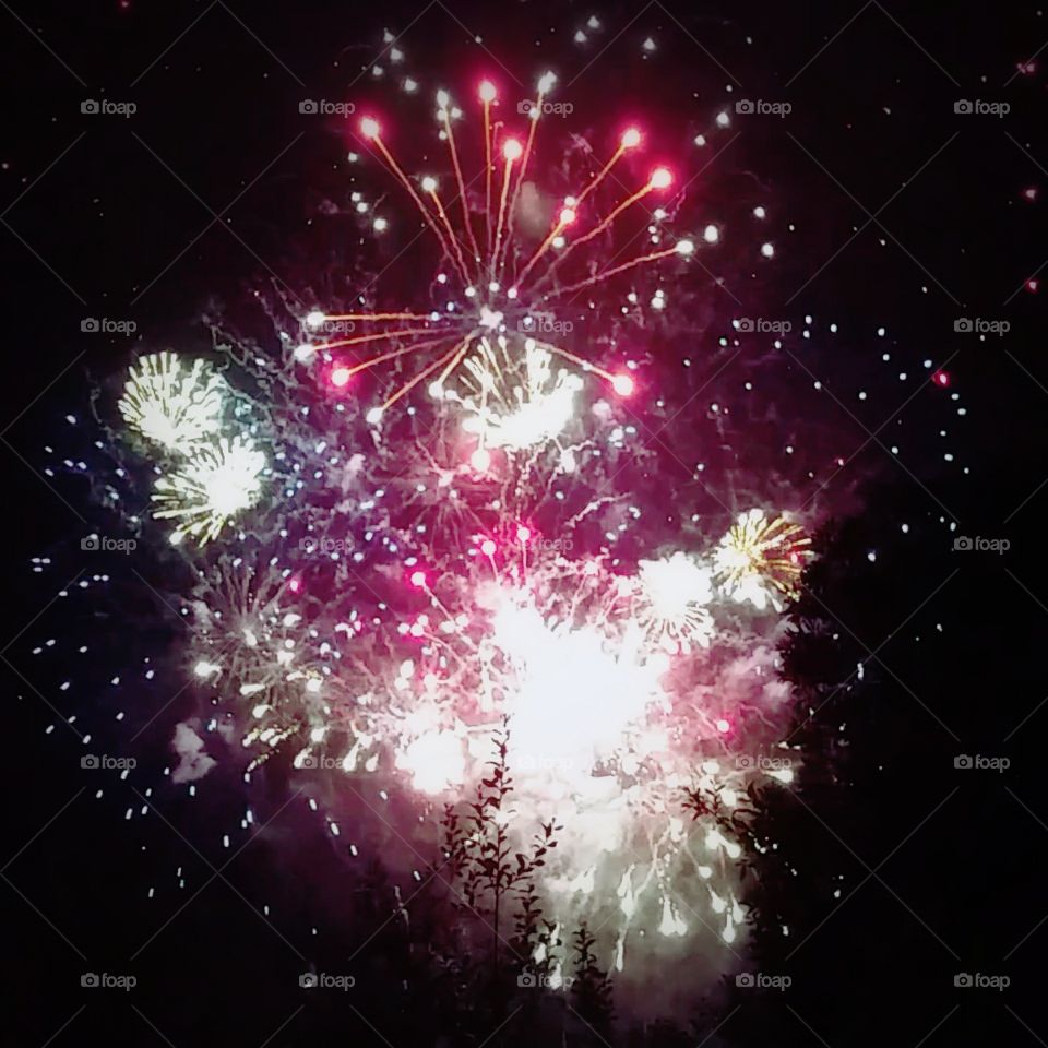 Backyard Fourth of July fireworks.