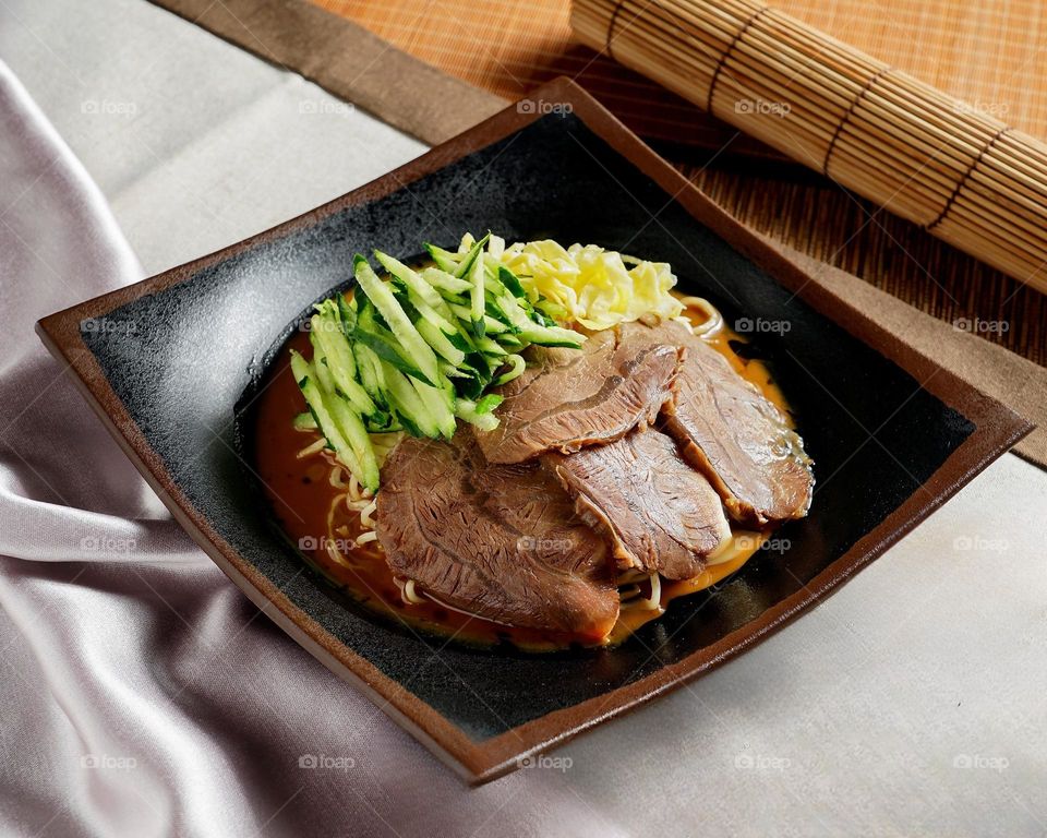 Delicious fried beef noodles meals