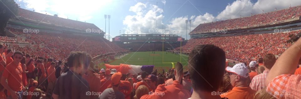 Crowded clemson football game from student section 