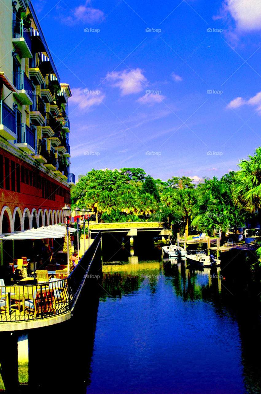 Las Olas Canal. Scenic canal in downtown Fort Lauderdale Florida 