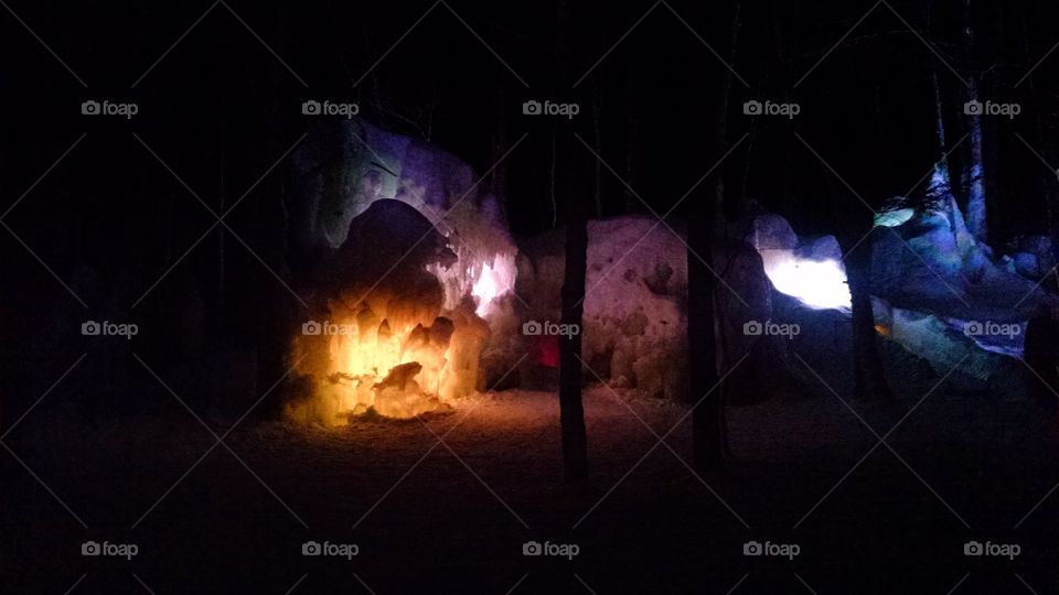 frozen lights. stratton mountain ice castles