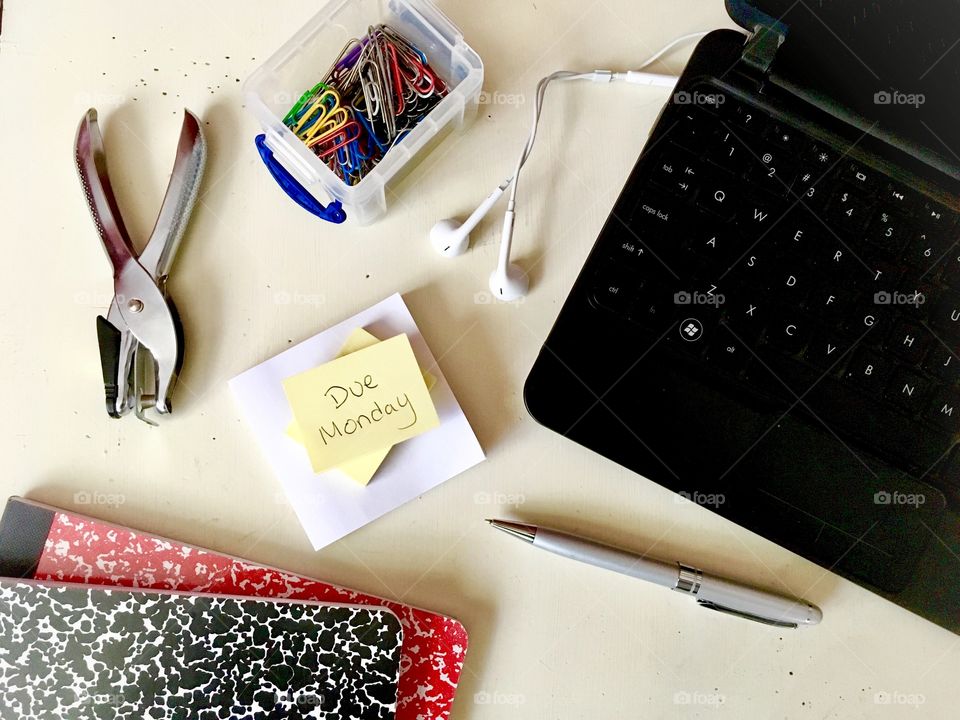 Laptop and office supplies 