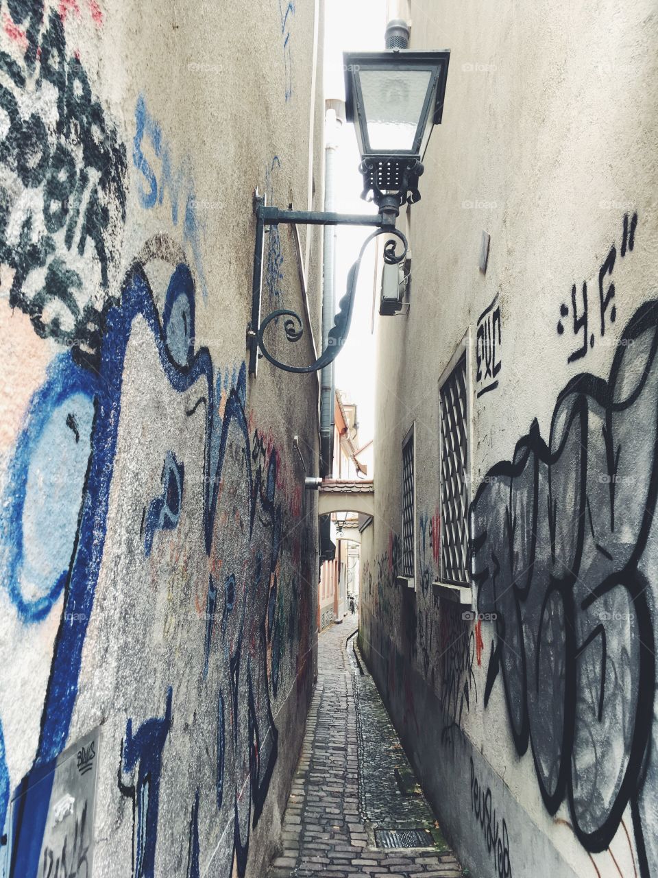 alley with graffiti in freiburg